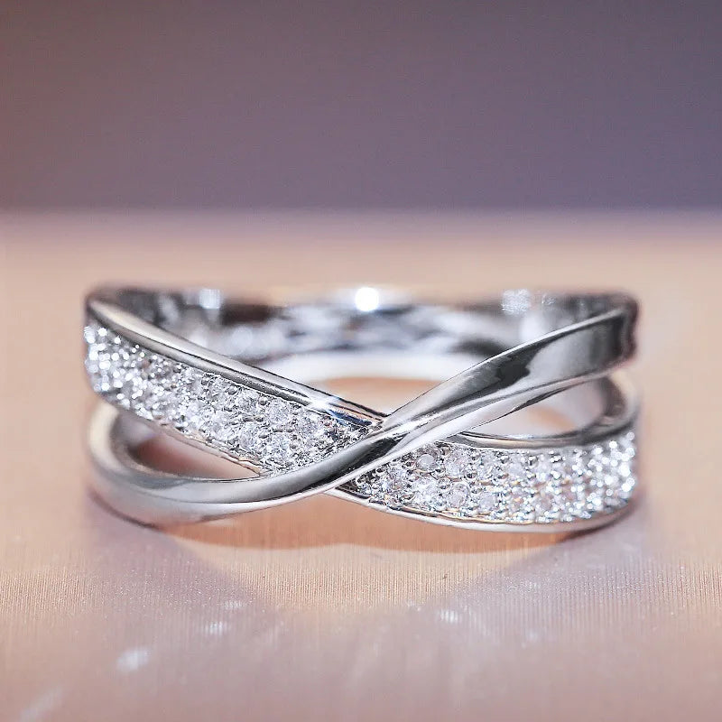 Two Tone Zirconia Band Ring