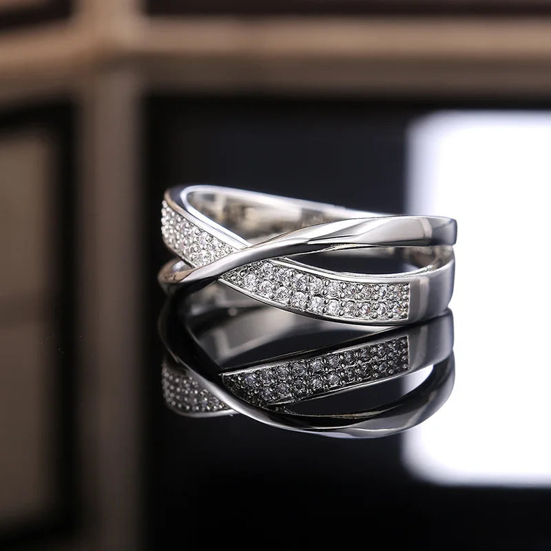 Two Tone Zirconia Band Ring