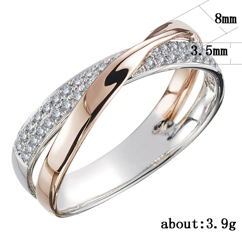 Two Tone Zirconia Band Ring