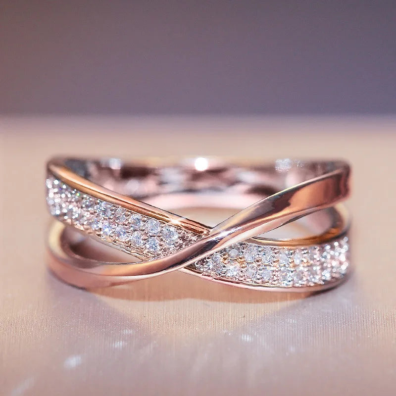Two Tone Zirconia Band Ring