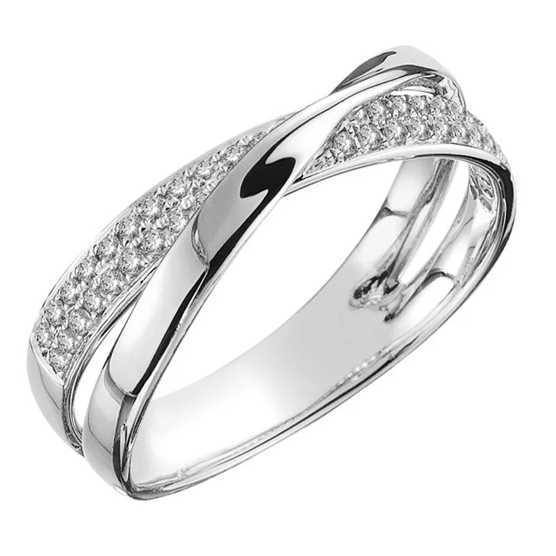 Two Tone Zirconia Band Ring