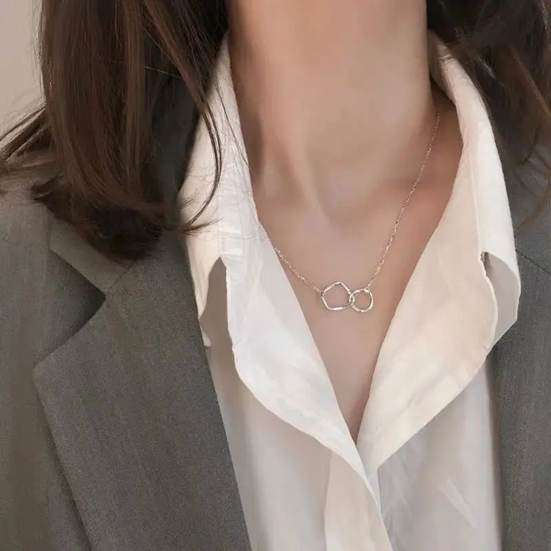 Double Circle Layered Necklace