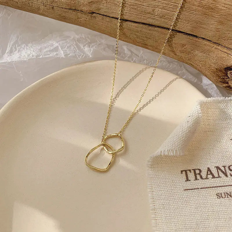 Double Circle Layered Necklace