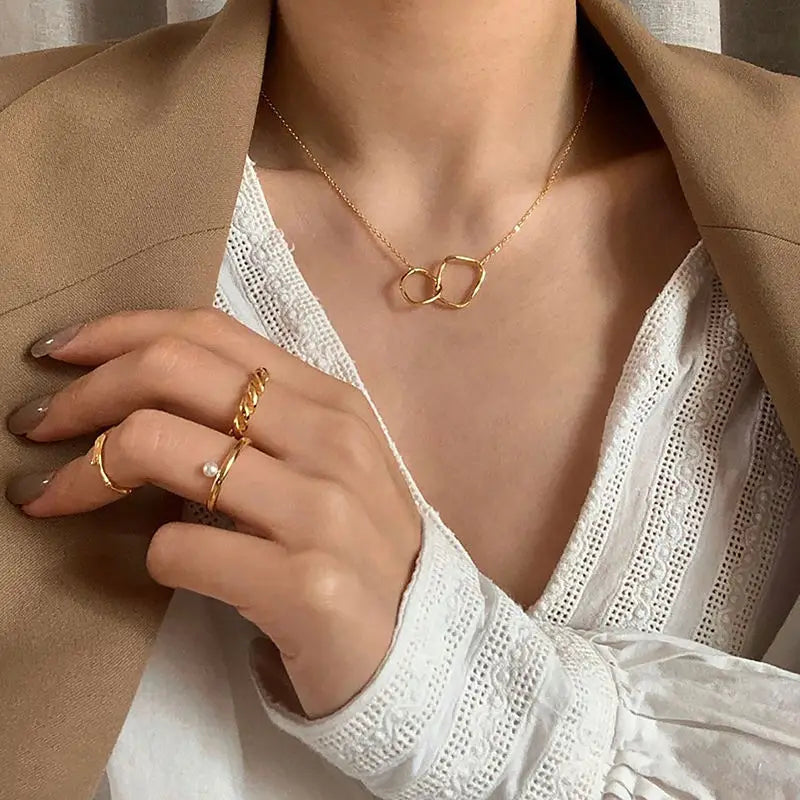 Double Circle Layered Necklace