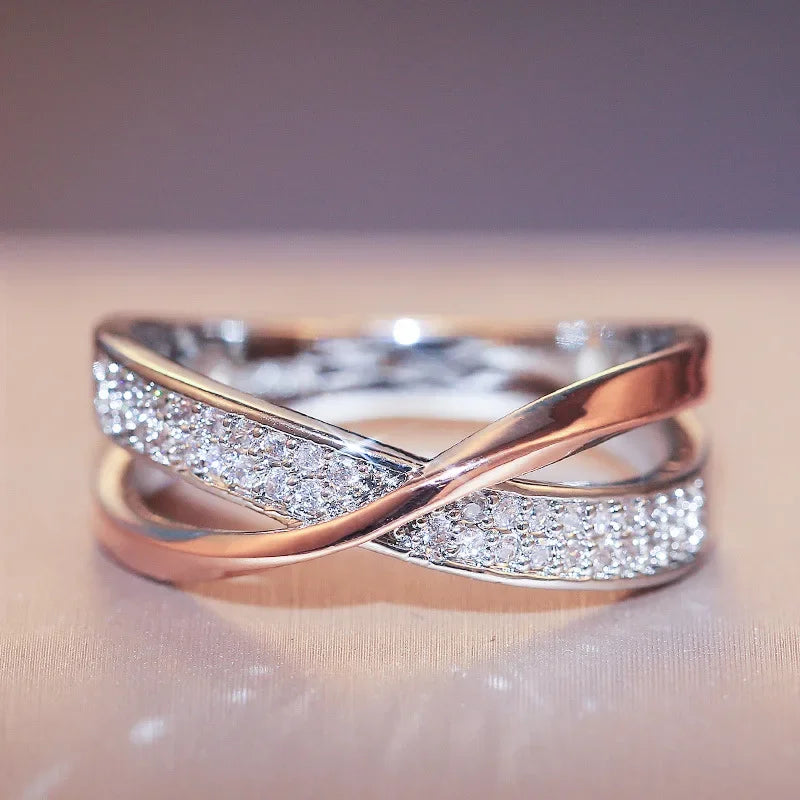Two Tone Zirconia Band Ring