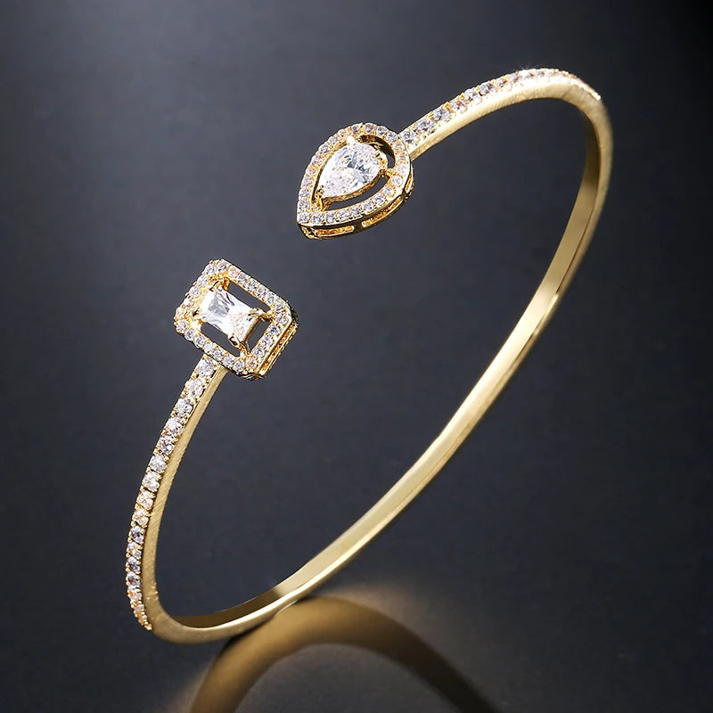 Gold Or Sliver Geometric Cuff Bangle