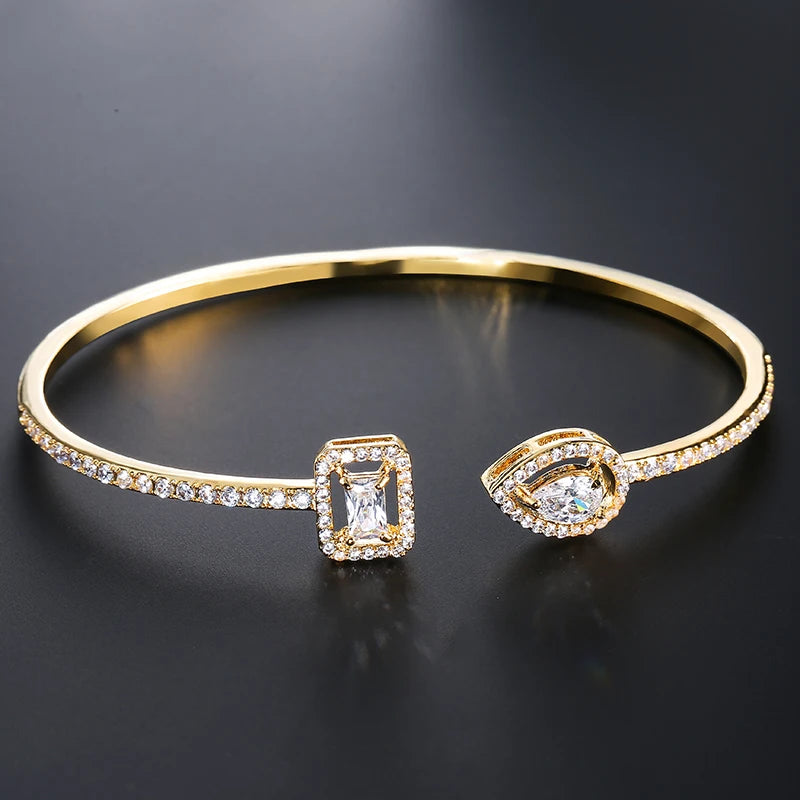 Gold Or Sliver Geometric Cuff Bangle