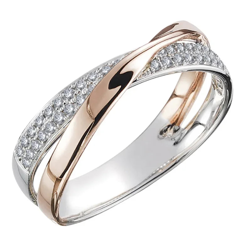 Two Tone Zirconia Band Ring
