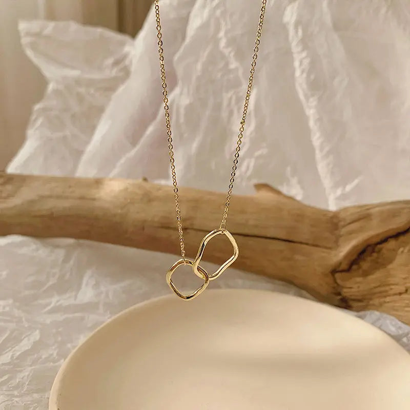 Double Circle Layered Necklace