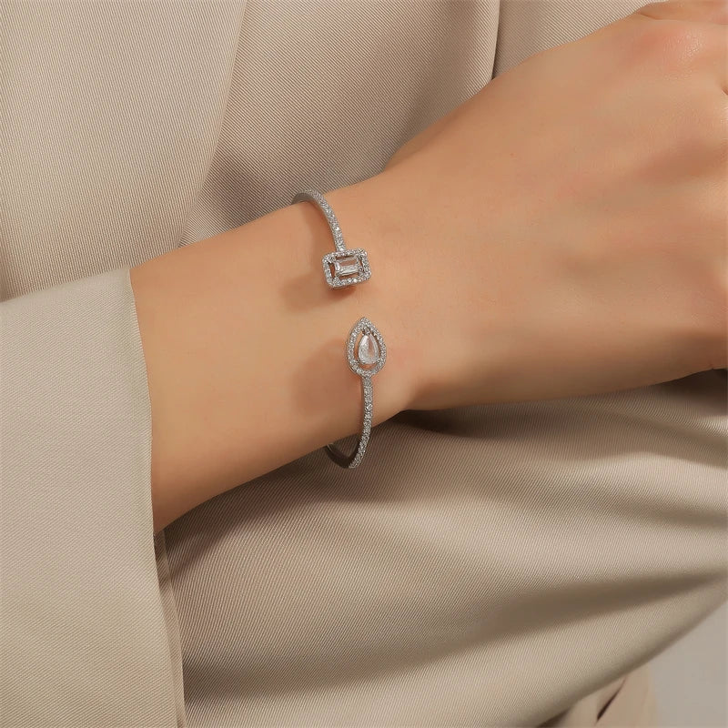 Gold Or Sliver Geometric Cuff Bangle