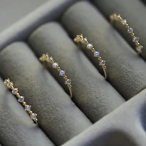 Gold Cubic Zirconia Thin Band Ring
